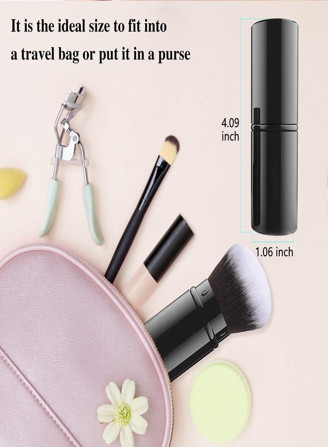 Falliny Retractable Makeup Brush, Travel Kabuki Face Blush Brush, Portable Powder Foundation Sunscreen Brush with Cover for Blush, Bronzer, Buffing, Flawless Powder Cosmetics - Image 4